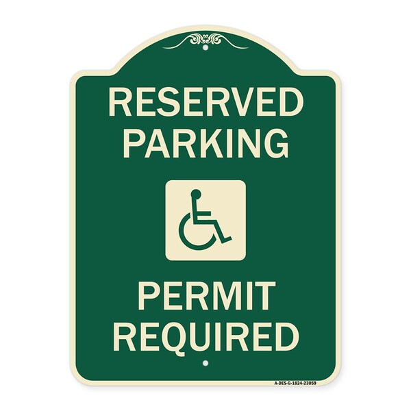 Signmission Reserved Parking Permit Required W/ Graphic Heavy-Gauge Aluminum Sign, 24" x 18", G-1824-23059 A-DES-G-1824-23059 - main